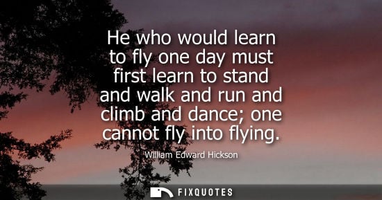 Small: He who would learn to fly one day must first learn to stand and walk and run and climb and dance one ca