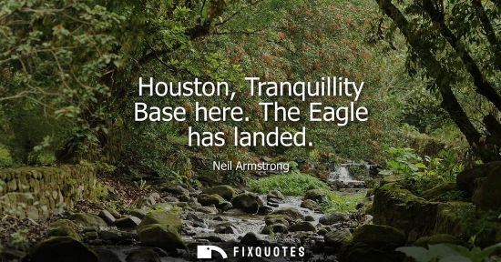Small: Houston, Tranquillity Base here. The Eagle has landed