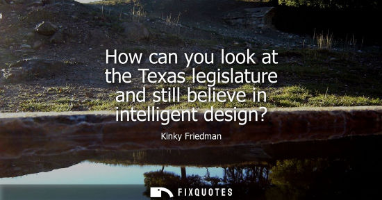 Small: How can you look at the Texas legislature and still believe in intelligent design?