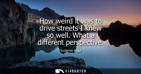 Small: How weird it was to drive streets I knew so well. What a different perspective