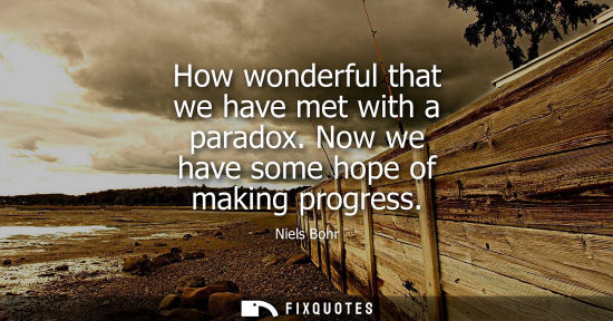 Small: How wonderful that we have met with a paradox. Now we have some hope of making progress