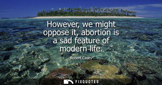 Small: However, we might oppose it, abortion is a sad feature of modern life