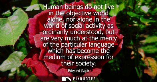 Small: Human beings do not live in the objective world alone, nor alone in the world of social activity as ord