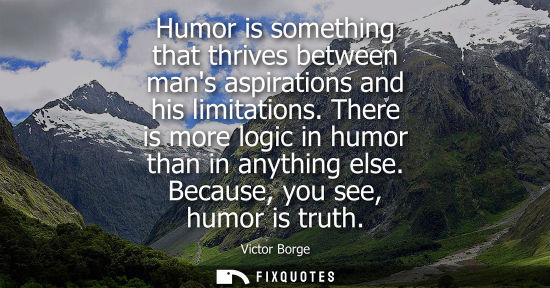 Small: Humor is something that thrives between mans aspirations and his limitations. There is more logic in humor tha