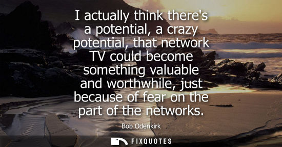 Small: I actually think theres a potential, a crazy potential, that network TV could become something valuable