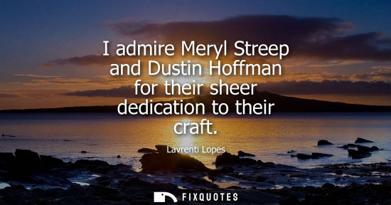 Small: I admire Meryl Streep and Dustin Hoffman for their sheer dedication to their craft