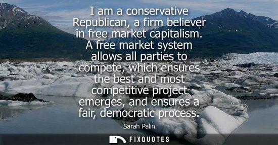 Small: I am a conservative Republican, a firm believer in free market capitalism. A free market system allows 