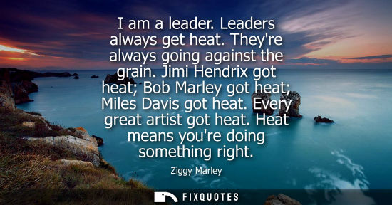 Small: I am a leader. Leaders always get heat. Theyre always going against the grain. Jimi Hendrix got heat Bob Marle