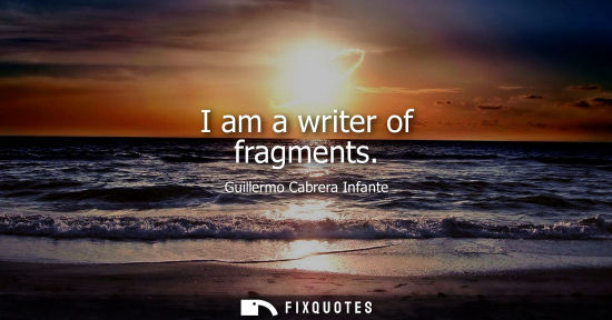 Small: I am a writer of fragments