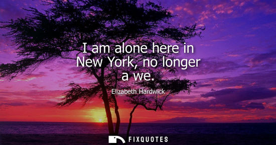 Small: I am alone here in New York, no longer a we