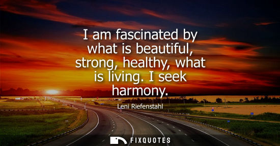 Small: I am fascinated by what is beautiful, strong, healthy, what is living. I seek harmony