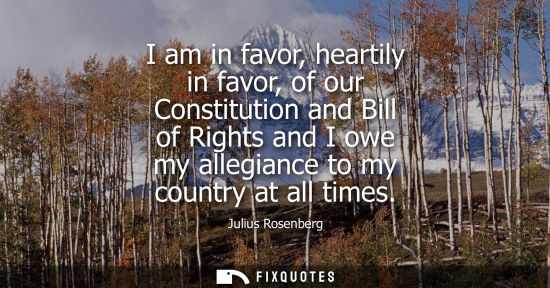 Small: I am in favor, heartily in favor, of our Constitution and Bill of Rights and I owe my allegiance to my 