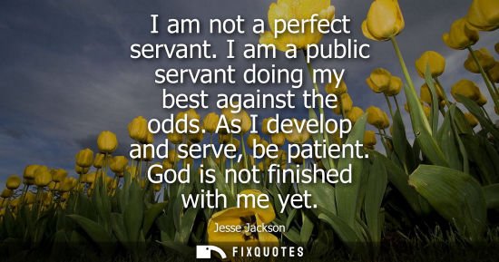 Small: I am not a perfect servant. I am a public servant doing my best against the odds. As I develop and serv