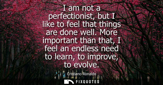 Small: I am not a perfectionist, but I like to feel that things are done well. More important than that, I fee