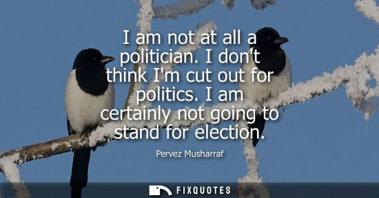 Small: I am not at all a politician. I dont think Im cut out for politics. I am certainly not going to stand f