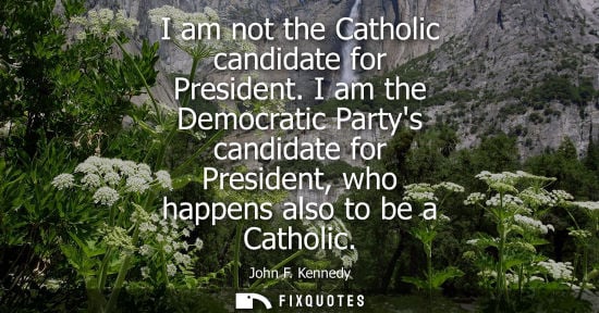 Small: I am not the Catholic candidate for President. I am the Democratic Partys candidate for President, who 