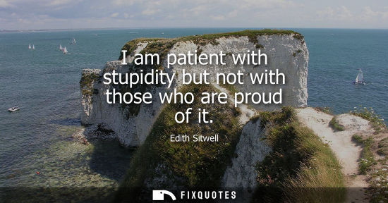 Small: I am patient with stupidity but not with those who are proud of it