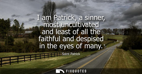 Small: I am Patrick, a sinner, most uncultivated and least of all the faithful and despised in the eyes of man