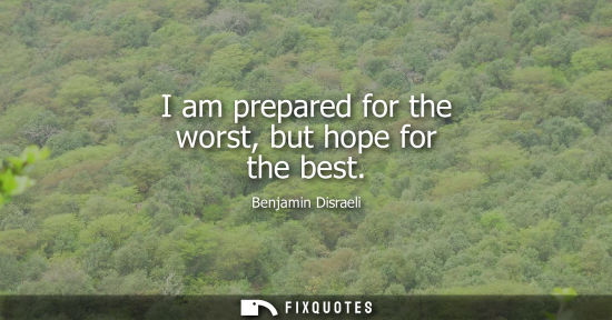 Small: I am prepared for the worst, but hope for the best