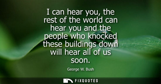 Small: I can hear you, the rest of the world can hear you and the people who knocked these buildings down will hear a