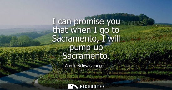 Small: I can promise you that when I go to Sacramento, I will pump up Sacramento
