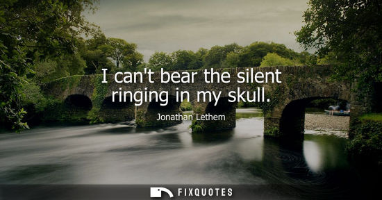 Small: I cant bear the silent ringing in my skull