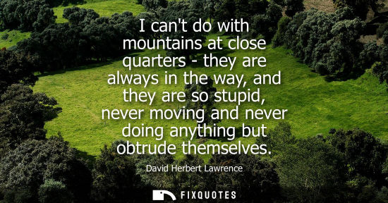 Small: I cant do with mountains at close quarters - they are always in the way, and they are so stupid, never moving 