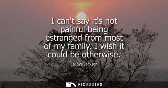Small: I cant say its not painful being estranged from most of my family. I wish it could be otherwise