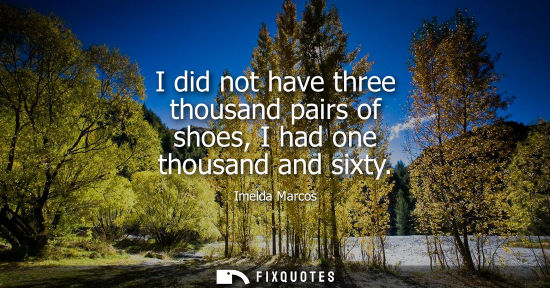 Small: I did not have three thousand pairs of shoes, I had one thousand and sixty