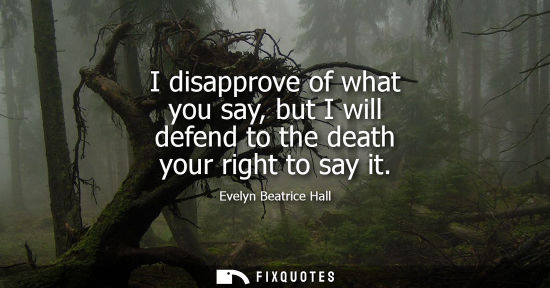 Small: I disapprove of what you say, but I will defend to the death your right to say it