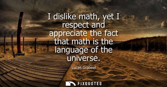 Small: I dislike math, yet I respect and appreciate the fact that math is the language of the universe