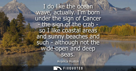 Small: I do like the ocean wave, actually. Im born under the sign of Cancer - the sign of the crab - so I like