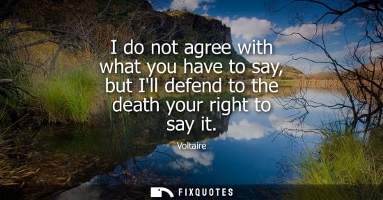 Small: I do not agree with what you have to say, but Ill defend to the death your right to say it