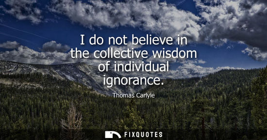 Small: I do not believe in the collective wisdom of individual ignorance