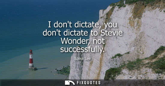 Small: I dont dictate, you dont dictate to Stevie Wonder, not successfully