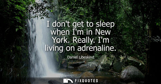 Small: I dont get to sleep when Im in New York. Really. Im living on adrenaline