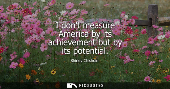 Small: I dont measure America by its achievement but by its potential