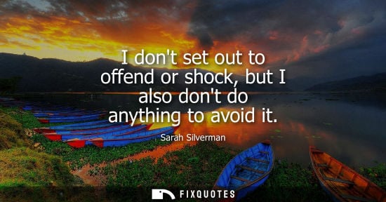 Small: I dont set out to offend or shock, but I also dont do anything to avoid it