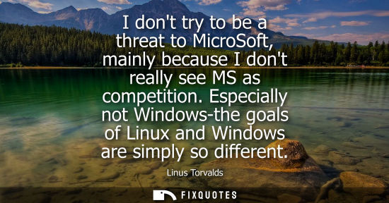 Small: I dont try to be a threat to MicroSoft, mainly because I dont really see MS as competition. Especially not Win