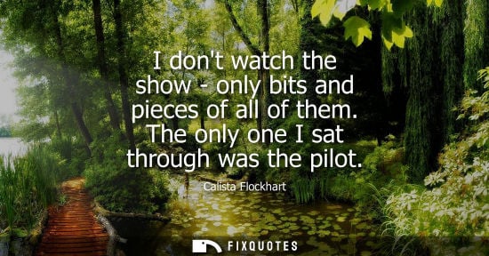 Small: I dont watch the show - only bits and pieces of all of them. The only one I sat through was the pilot