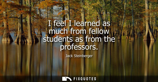 Small: I feel I learned as much from fellow students as from the professors