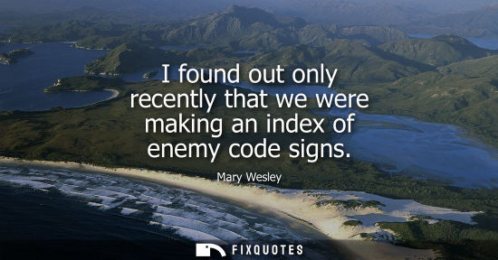 Small: I found out only recently that we were making an index of enemy code signs