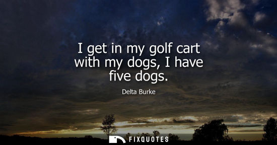 Small: I get in my golf cart with my dogs, I have five dogs
