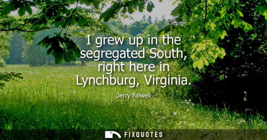 Small: I grew up in the segregated South, right here in Lynchburg, Virginia