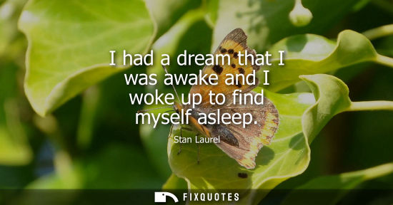 Small: I had a dream that I was awake and I woke up to find myself asleep