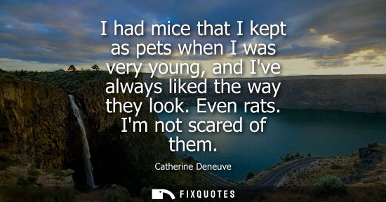 Small: I had mice that I kept as pets when I was very young, and Ive always liked the way they look. Even rats