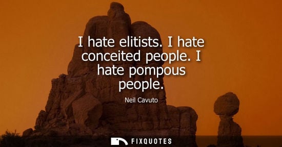 Small: I hate elitists. I hate conceited people. I hate pompous people