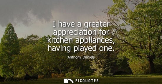 Small: I have a greater appreciation for kitchen appliances, having played one