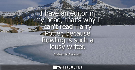 Small: I have an editor in my head, thats why I cant read Harry Potter, because Rowling is such a lousy writer