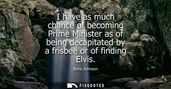 Small: I have as much chance of becoming Prime Minister as of being decapitated by a frisbee or of finding Elv